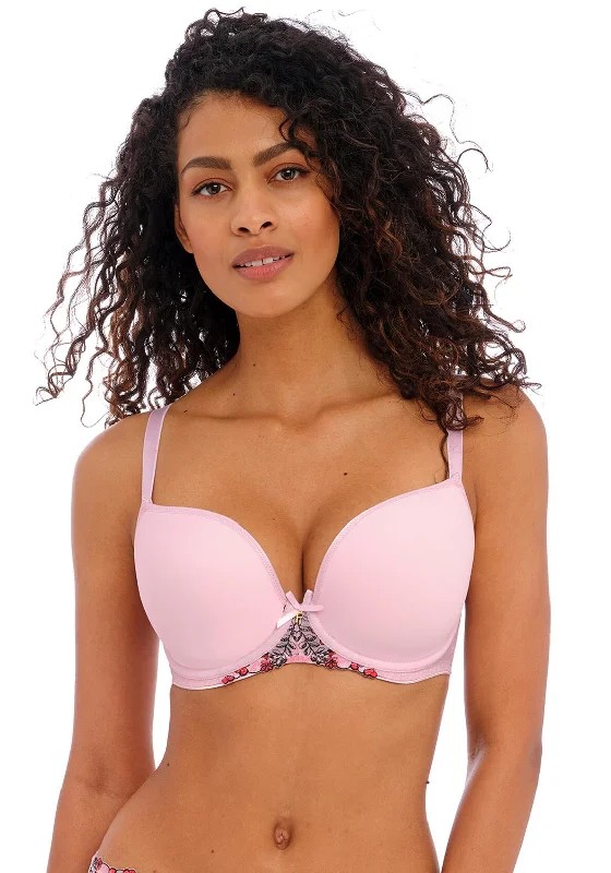 Freya Show Off Moulded Plunge Bra, Pink Comfort Fit Bralette