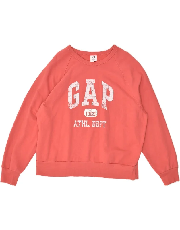 GAP Womens Graphic Sweatshirt Jumper UK 18 XL Pink Cotton Hoodie with Hem Detail Decorative Unique GAP Womens Graphic Sweatshirt Jumper UK 18 XL Pink Cotton Hoodie with Hem Detail Decorative Unique