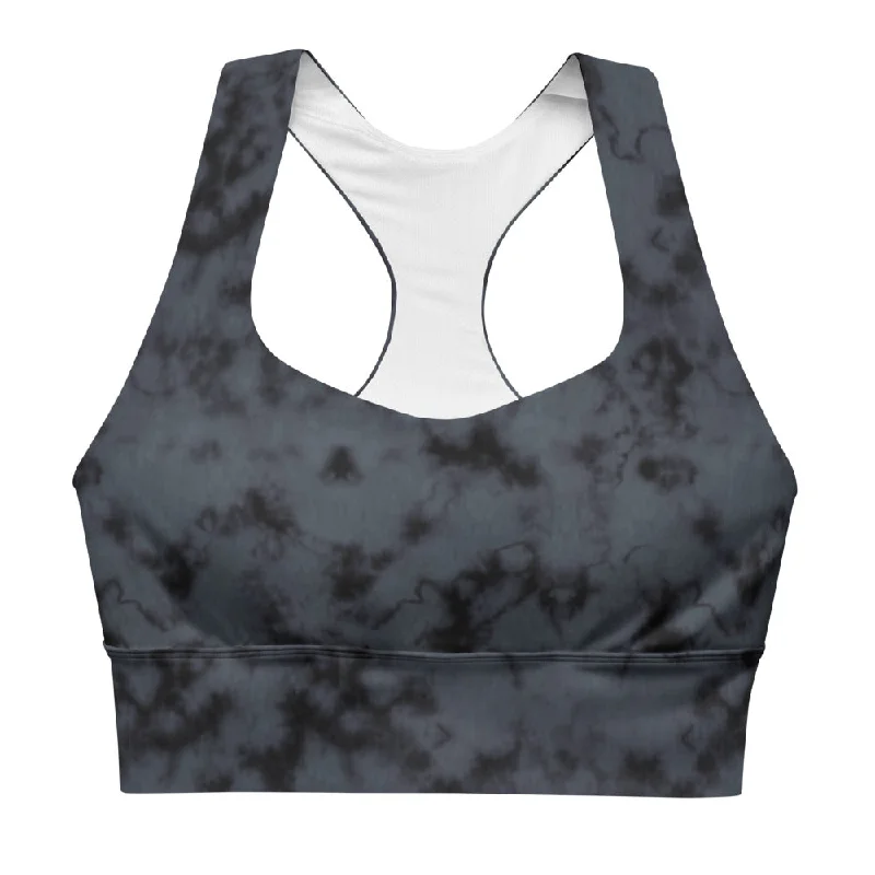 Grey Marble Dye UPF 50+ Compression Sports Bra XS-3XL Sports Support Bra