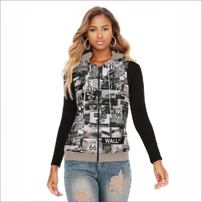 Greyed Streets Womens Sleeveless Zipper Hoodie Hoodie with Camouflage Military Edgy