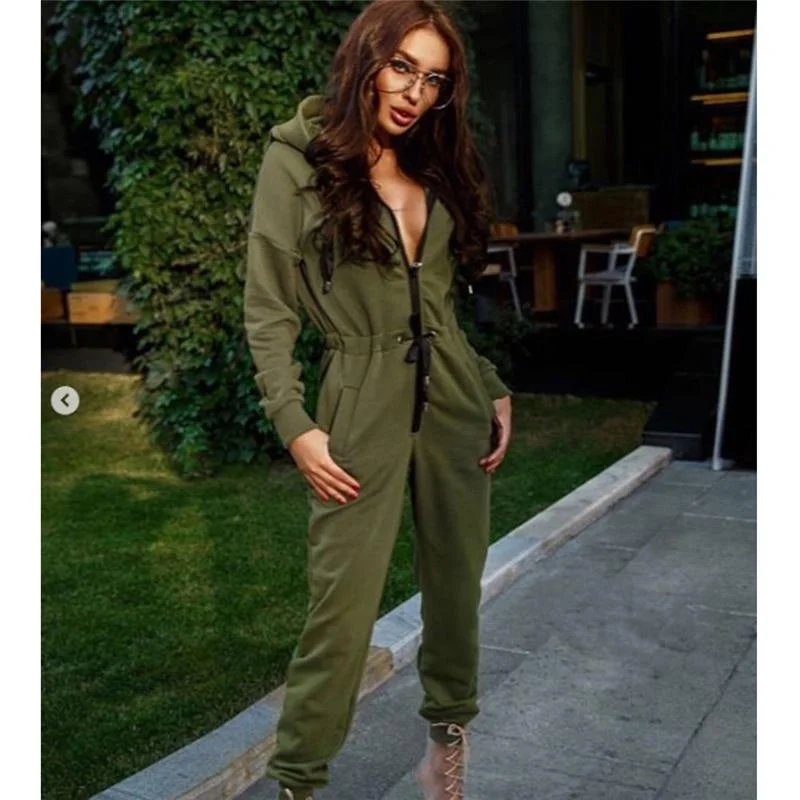 Casual Cotton Hoodies Long Sleeve High Waist Romper In 4 Colors Hoodie with Velcro Closure Adjustable Secure