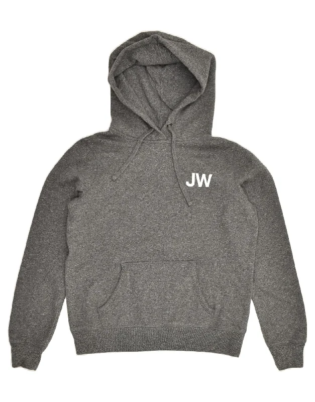 JACK WILLS Womens Hoodie Jumper UK 14 Large Grey Cotton Hoodie with Button Classic Timeless