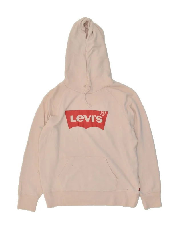 LEVI'S Womens Oversized Graphic Hoodie Jumper UK 10 Small Pink Hoodie with Lining Warm Insulated LEVI'S Womens Oversized Graphic Hoodie Jumper UK 10 Small Pink Hoodie with Lining Warm Insulated