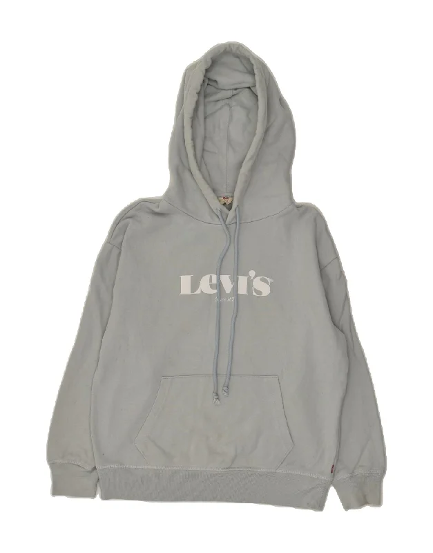 LEVI'S Womens Oversized Graphic Hoodie Jumper UK 6 XS Grey Cotton Hoodie with Strings Custom Fit Adjustable LEVI'S Womens Oversized Graphic Hoodie Jumper UK 6 XS Grey Cotton Hoodie with Strings Custom Fit Adjustable