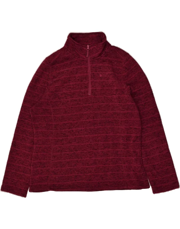 MOUNTAIN WAREHOUSE Womens Zip Neck Sweatshirt Jumper UK 16 Large Burgundy Hoodie with Hem Detail Decorative Unique