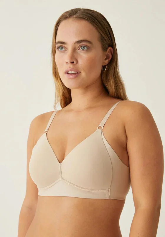 Naturana Side Smoother Non Wire Bra, Beige Comfortable Lace Bralette