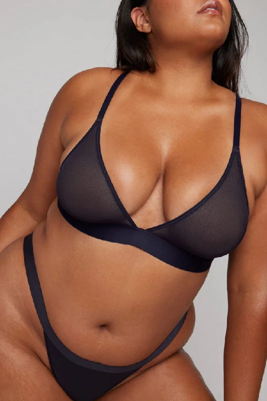 Sieve Triangle Bra in Navy Sexy Mesh Bra