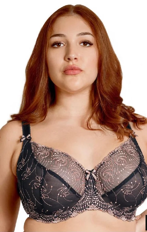 Nicole-B2271 Sheer Bra-Black Rose Gold Comfortable Fit Bralette