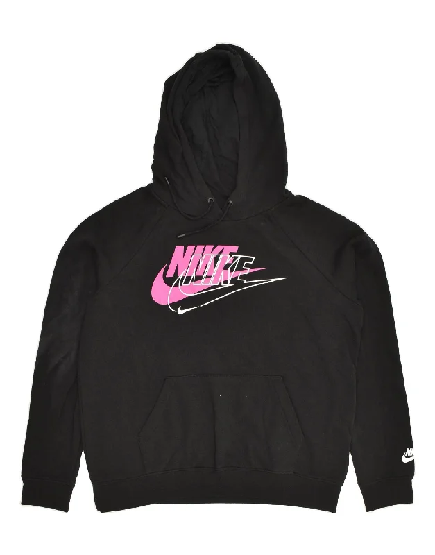 NIKE Womens Graphic Hoodie Jumper UK 10 Small Black Cotton Hoodie with Tied Waist Feminine Flattering NIKE Womens Graphic Hoodie Jumper UK 10 Small Black Cotton Hoodie with Tied Waist Feminine Flattering