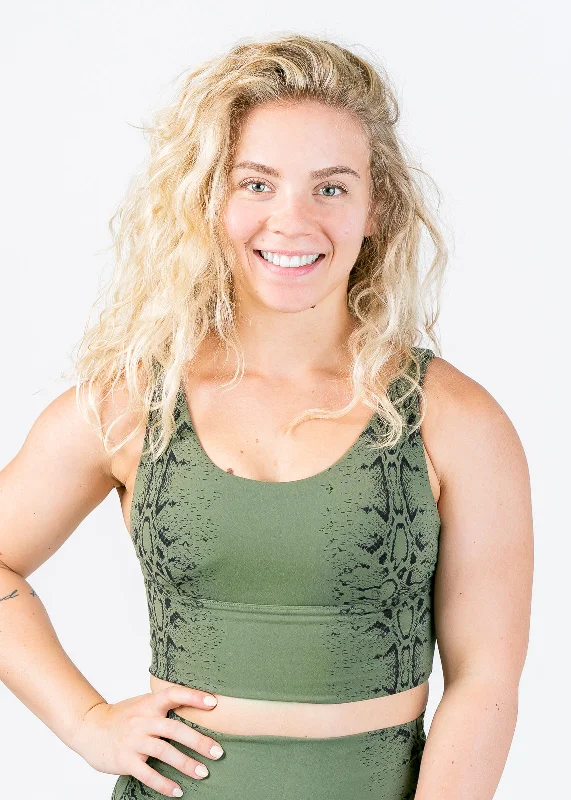 NKD Crop Bra 1.0 | Green Snakeskin Floral Lace Bra