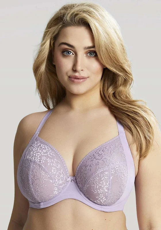 Sculptresse By Panche Roxie Plunge Bra, Lilac Floral Lace Bra