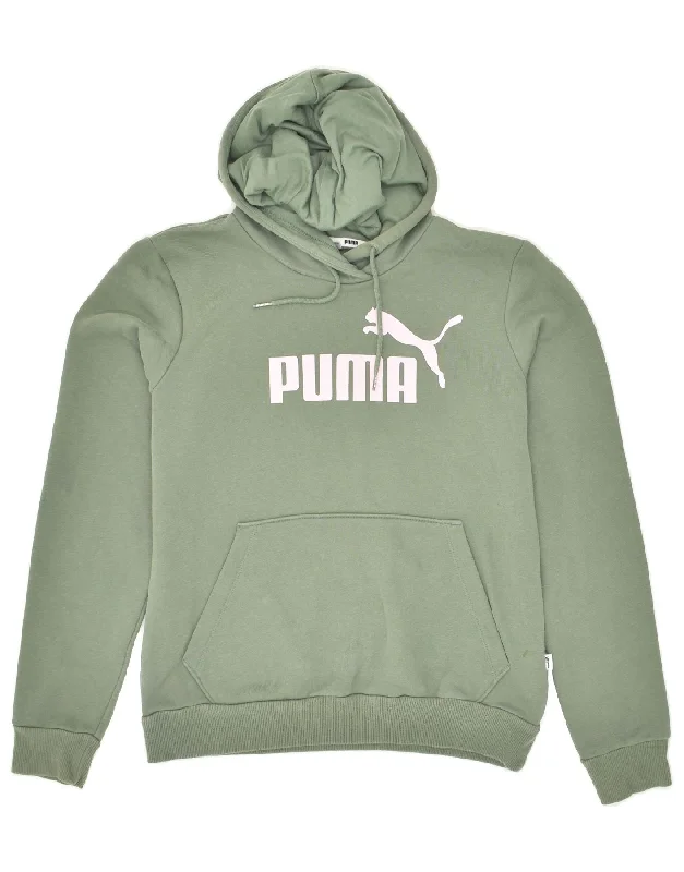 PUMA Womens Graphic Hoodie Jumper UK 12 Medium Green Cotton Hoodie with Mesh Breathable Sporty PUMA Womens Graphic Hoodie Jumper UK 12 Medium Green Cotton Hoodie with Mesh Breathable Sporty