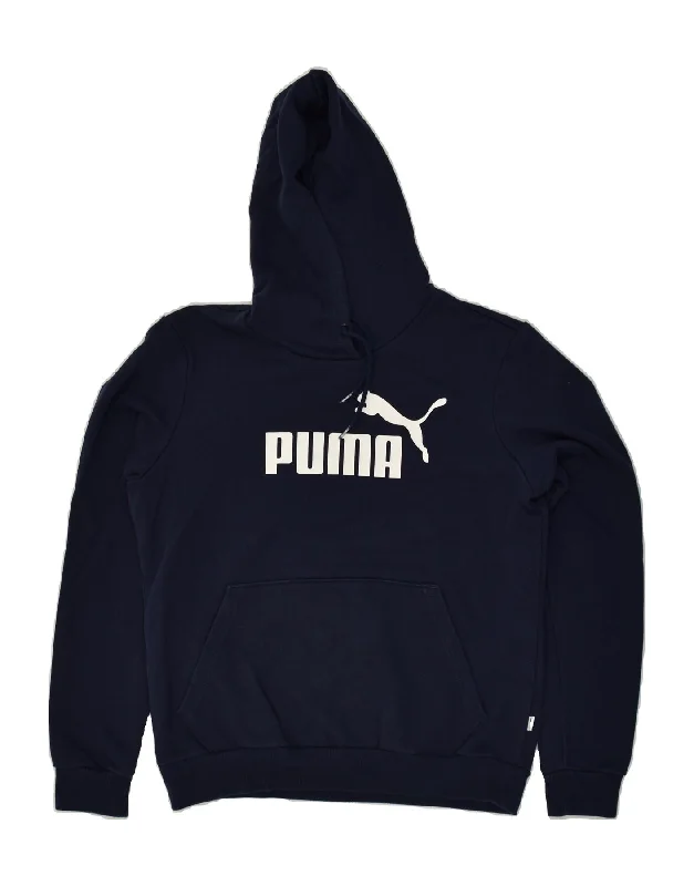 PUMA Womens Graphic Hoodie Jumper UK 14 Large  Navy Blue Polyester Hoodie with Slim Fit Tailored Modern