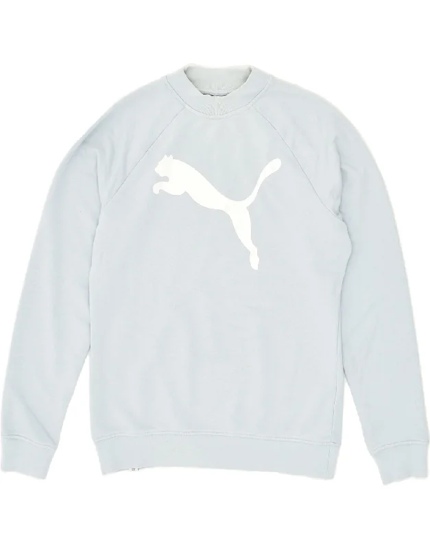 PUMA Womens Graphic Sweatshirt Jumper UK 10 Small Blue Cotton Hoodie with Illustration Artistic Creative PUMA Womens Graphic Sweatshirt Jumper UK 10 Small Blue Cotton Hoodie with Illustration Artistic Creative