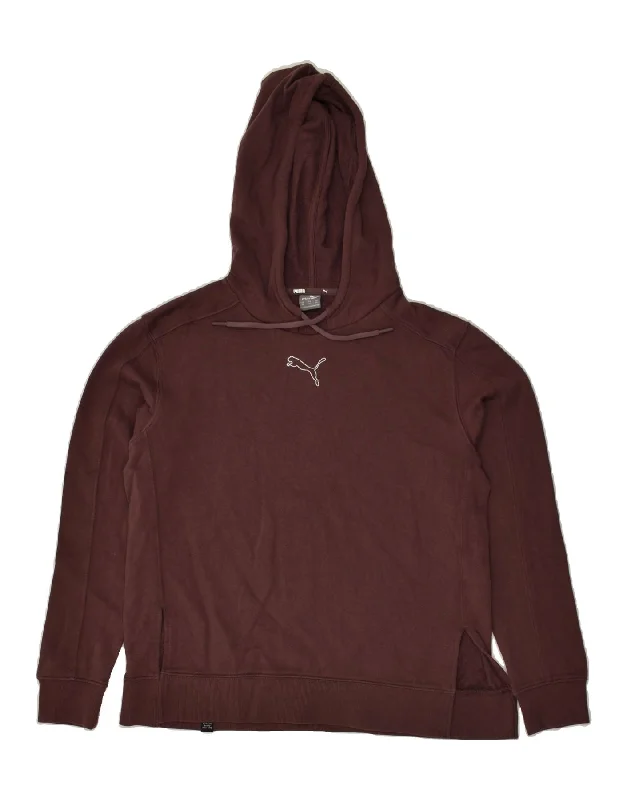 PUMA Womens Oversized Hoodie Jumper UK 6 XS Maroon Cotton Hoodie with Earth Tones Natural Calm