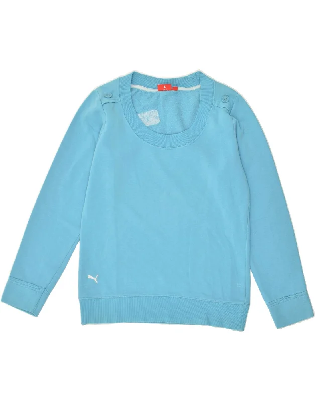 PUMA Womens Sweatshirt Jumper UK 14 Large  Blue Hoodie with Drawcord Adjustable Secure