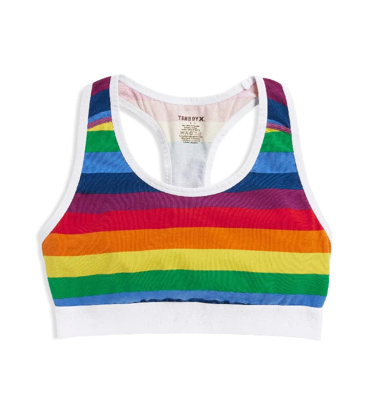 Racerback Soft Bra - Rainbow Pride Stripes Sporty Wireless Bra