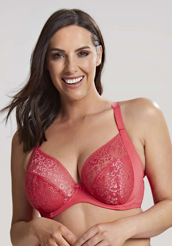 Sculptresse by Panache Roxie Plunge Bra, Hot Coral Wireless Push-Up Bra