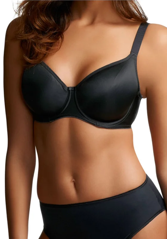 Fantasie Smoothing Moulded Balcony Bra, Black Soft Stretch Bra