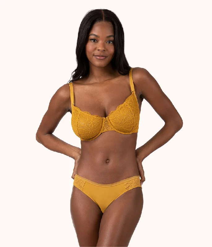 The Unlined Lace Bra: Turmeric Cozy Wire-Free Bra