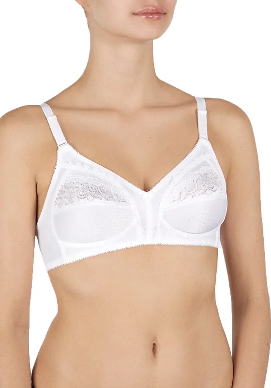 Triumph Claudette 104 Non-Wired Bra, White Trendy Lace Bra