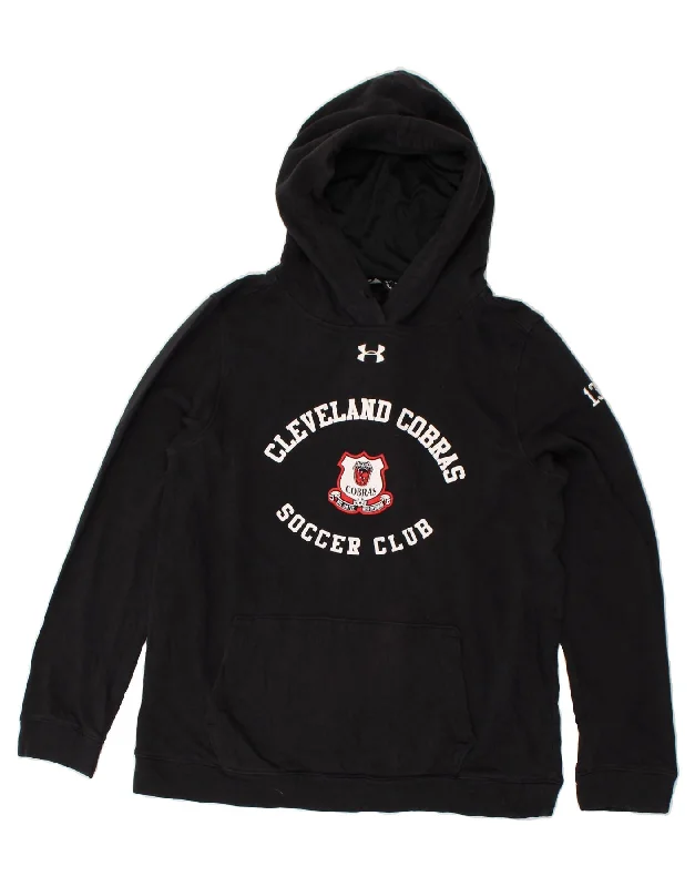 UNDER ARMOUR Womens Cleveland Cobras Hoodie Jumper UK 14 Medium Navy Blue Hoodie with Patch Decorative Personalized