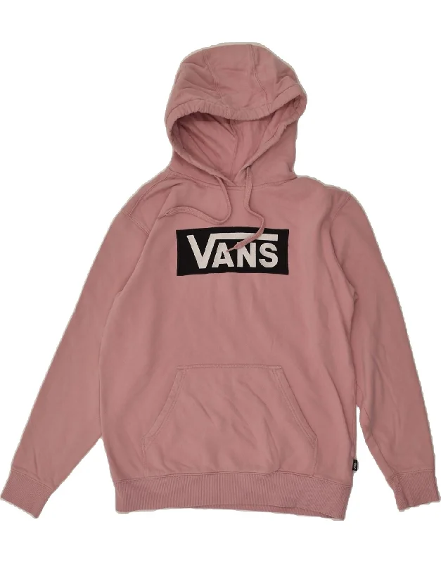 VANS Womens Loose Fit Graphic Hoodie Jumper UK 10 Small Pink Cotton Hoodie with High-Low Hem Asymmetrical Trendy