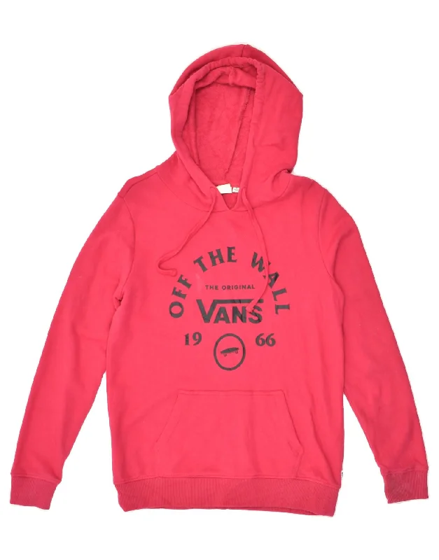 VANS Womens Loose Fit Graphic Hoodie Jumper UK 10 Small Pink Cotton Hoodie with Emblem Brand Identity