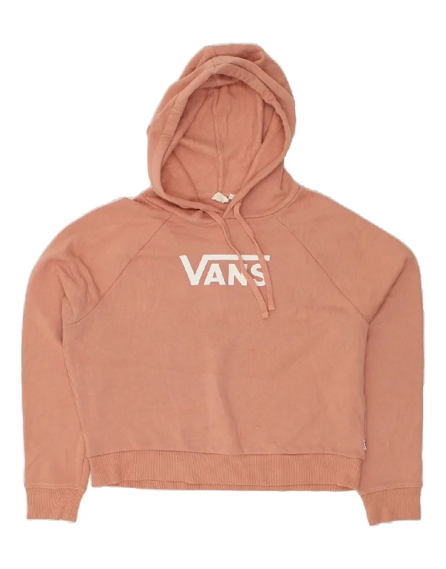 VANS Womens Oversized Graphic Hoodie Jumper UK 10 Small Orange Cotton Hoodie with Elastic Cuffs Stretchable Comfortable