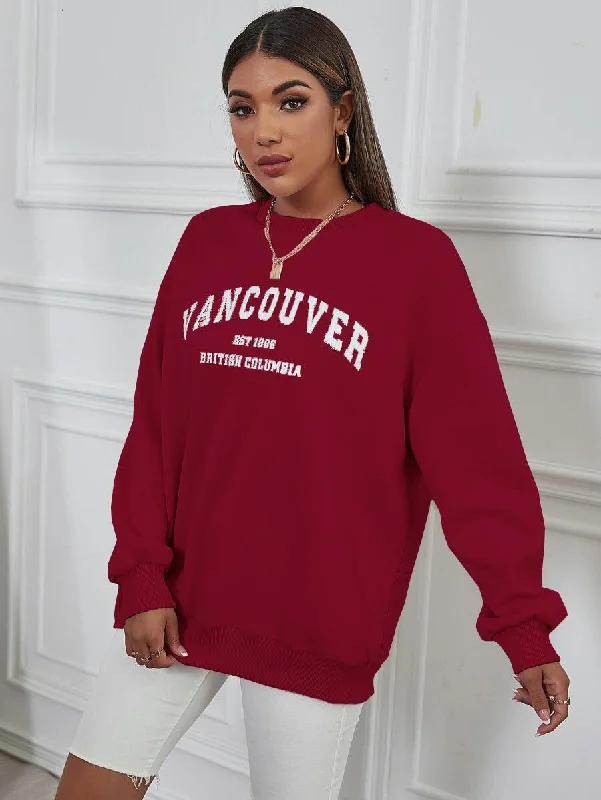 Women's Oversized Sweatshirt Maroon Hoodie with Longline Fit Extended Stylish