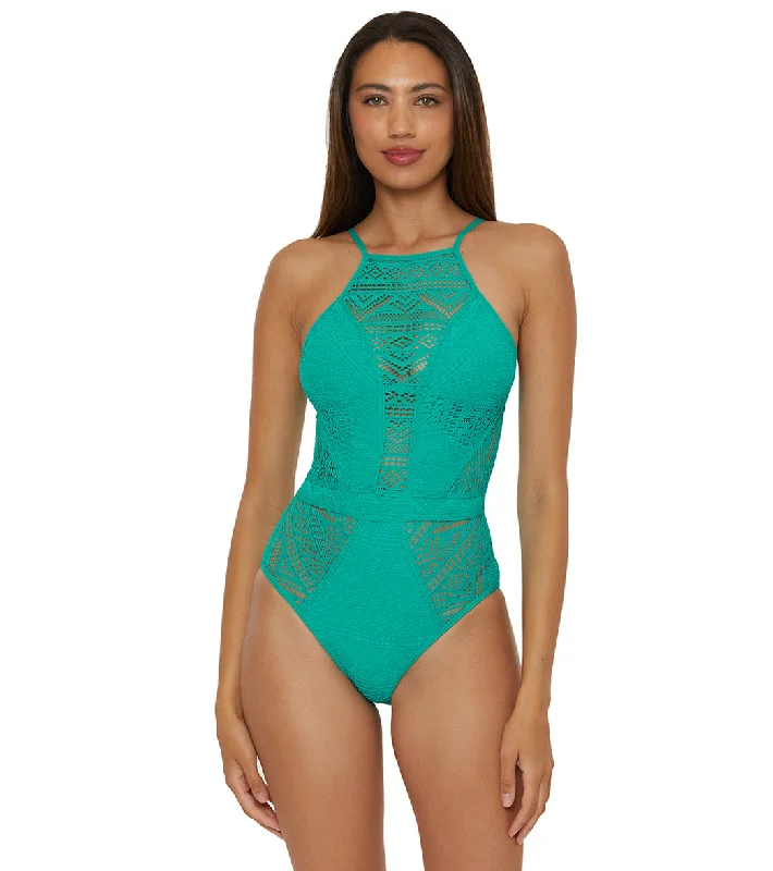 Becca Swim Women's Color Play High Neck One Piece Swimsuit Sexy Monokini Swimsuit