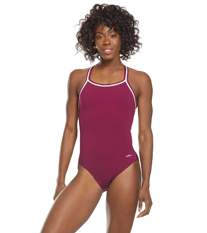 Dolfin Poly Solid DBX Back One Piece Swimsuit Maroon Quick-Dry Swimsuit