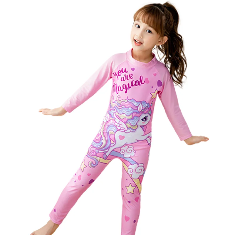 Fancydresswale Unicorn Princess Full sleeve Swimsuit for kids Classic Sporty Swimsuit