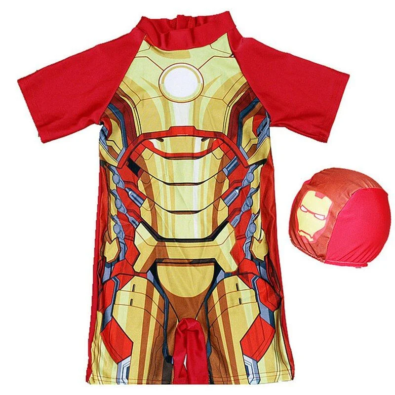 Ironman Swimming Dress for Kids with Cap Sporty Swim Shorts