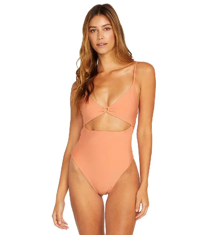 Volcom Women's Simply Seamless One Piece Swimsuit Papaya Swim Skirt Set