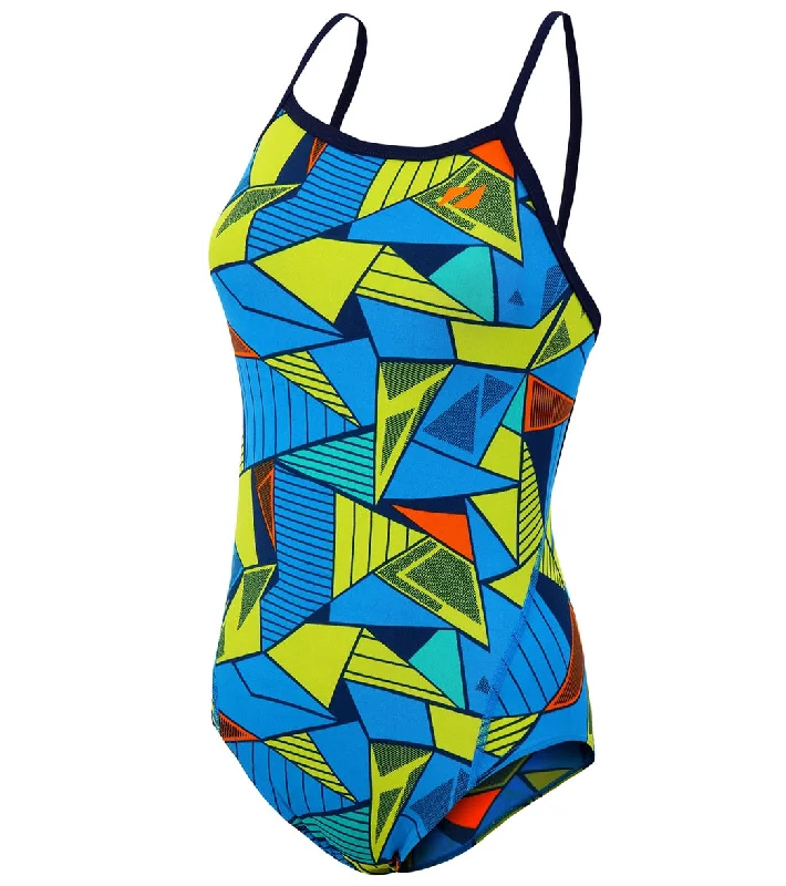 Zone3 Girls Strap Back Prism 2.0 Swimsuit Black/Yellow/Green/White Vibrant Bikini Bottoms