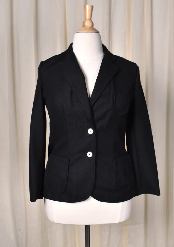 1970s Vintage Black Polyester Blazer Jacket Nylon Jacket Polyester Jacket Spandex Jacket