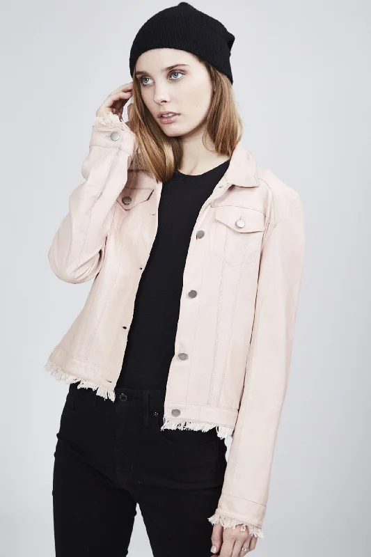 "Alexa" Burnished Leather Pink Petal Jacket Fleece Jacket Down Jacket Parka