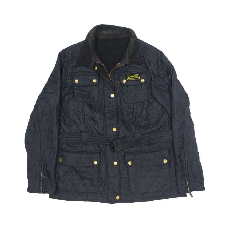 BARBOUR International Quilted Jacket Black Womens UK 16 Anorak Shell Jacket Lightweight Jacket