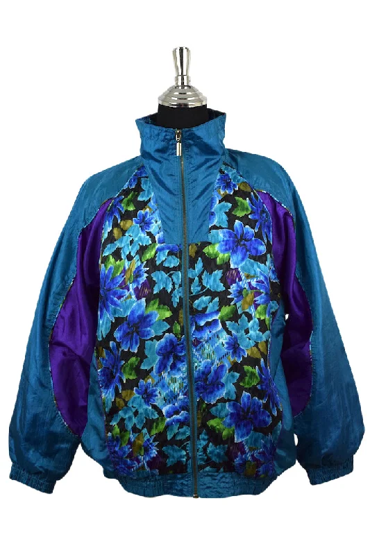 90s Floral Spray Jacket Collared Jacket Crew Neck Jacket Turtle Neck Jacket