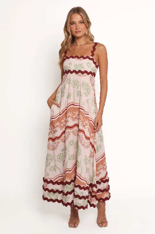 Briella Maxi Dress - Palm Tree Print Chic Boho Print Maxi Dress