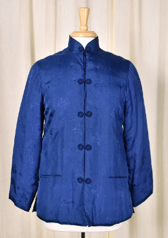 1950s Vintage Royal Blue Asian Jacket Mesh Jacket Canvas Jacket Denim Jacket