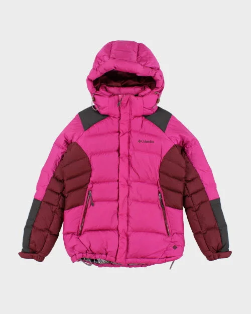 Columbia Pink Hooded Puffer Jacket - M Fitted Jacket Loose Jacket Oversized Jacket