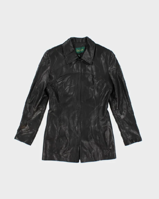 Danier Black Leather Jacket - M Ribbed Jacket Pleated Jacket Ruffled Jacket