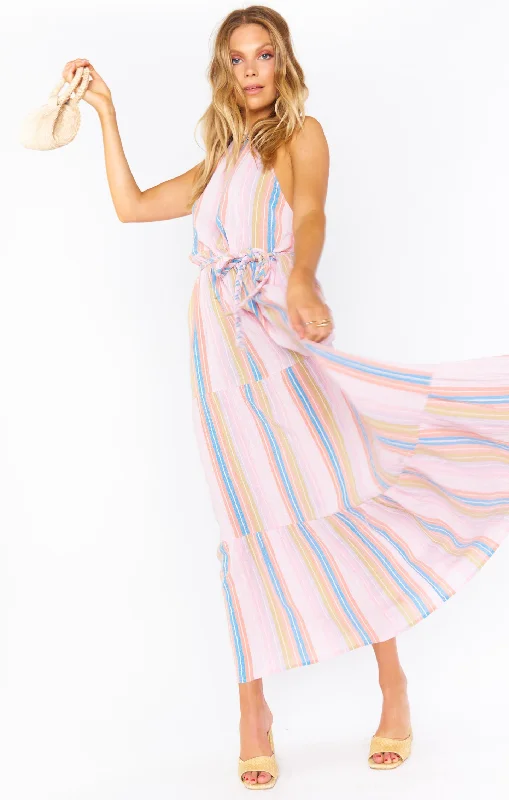 Isabella Maxi Dress ~ Paradise Stripe Chic Button-Up Maxi Dress