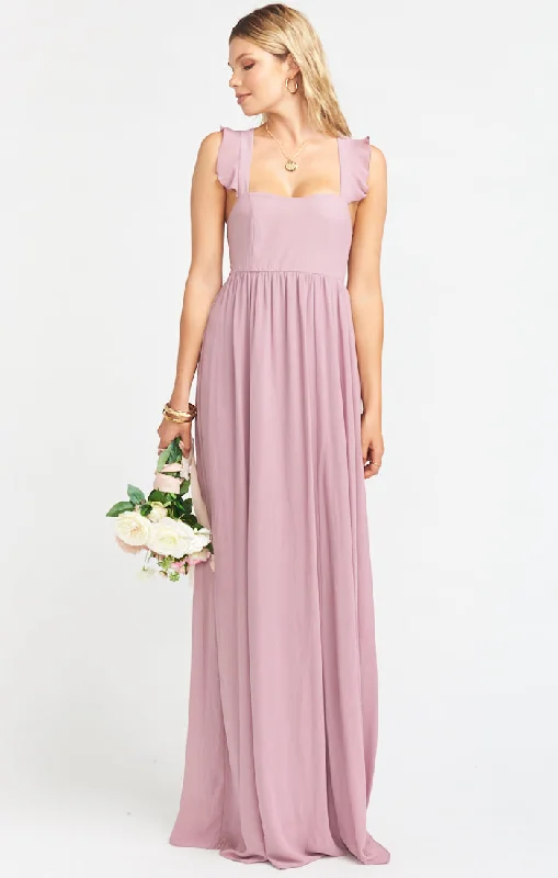 June Maxi Dress ~ Antique Rose Chiffon Trendy Satin Maxi Dress