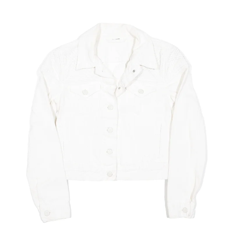 LEVI'S Denim Jacket White Womens XS Elasticated Jacket Padded Jacket Insulated Jacket