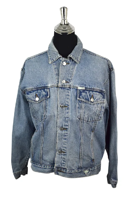 Guess Brand Denim Jacket Front Pockets Side Pockets Patch Pockets