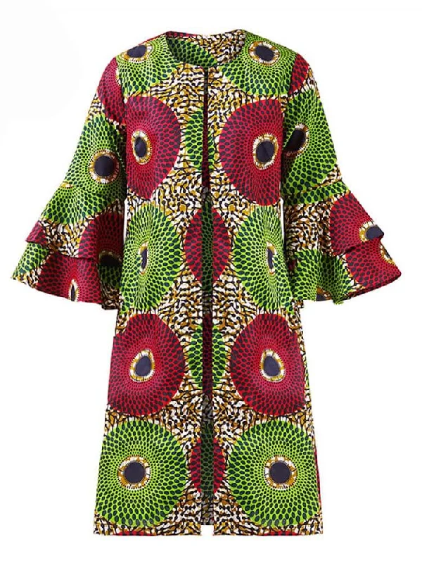 Plus Size African Print midi Jacket Belted Jacket Elasticated Jacket Padded Jacket