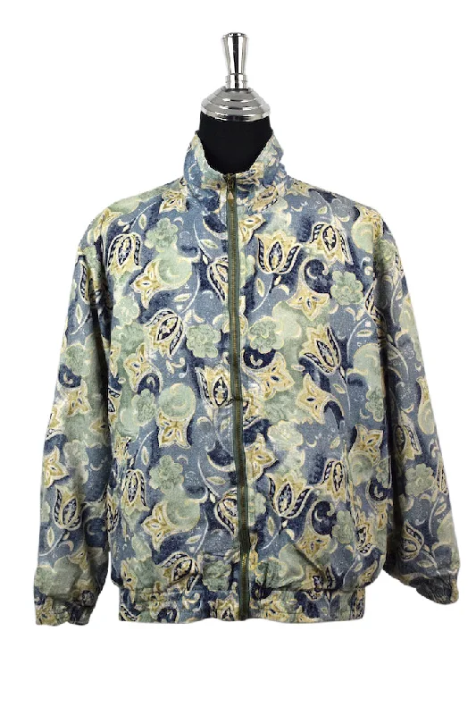 Floral Print Jacket Denim Fabric Leather Fabric Suede Fabric